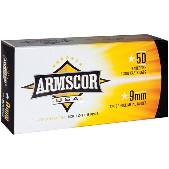 ARMSCOR AMMO 9MM 124GR FMJ 50/20 - Sale